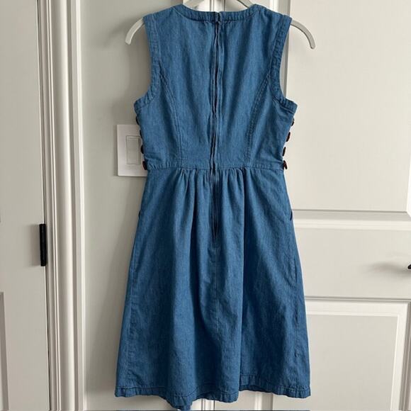 ModCloth Being Breezy A-Line Denim Chambray Button Side Sleeveless Dress Size: S - Picture 5 of 8